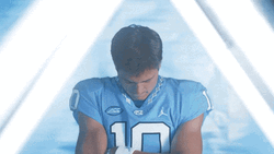 Drake Maye Moving His Head Upward GIF