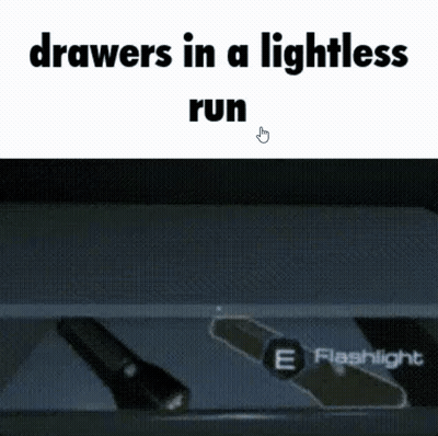 Drawers In A Lightless Run With A Flashlight On The Floor . GIF