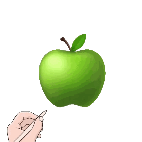 Drawing Green Apple Sticker