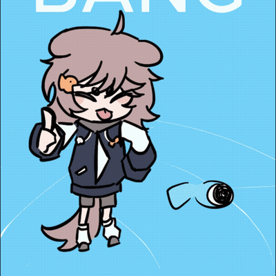Drawing Of A Girl Saying Bang Bang GIF