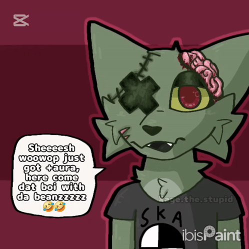 Drawing Of Cat With Brain In Its Head GIF