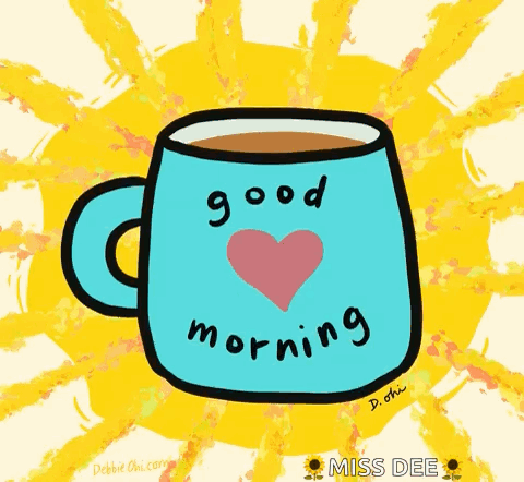 Drawing Of Coffee Mug Saying Good Morning GIF