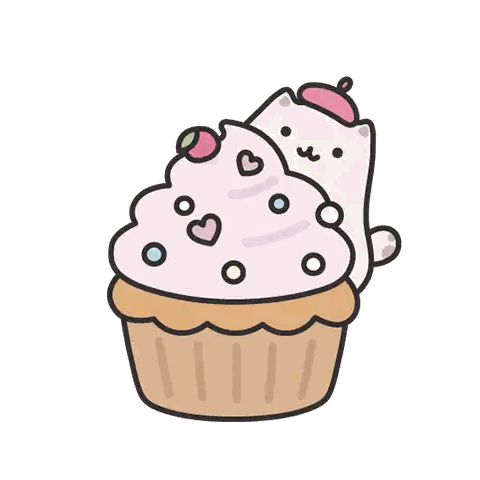 Drawing Of Cupcake With Cat On Top Sticker