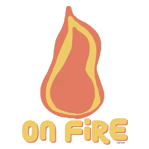 Drawing Of Flame And On Fire Sticker