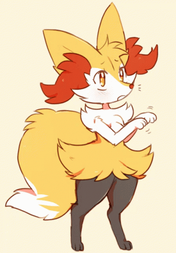 Drawing Of Fox With Yellow Tail And Red Ears GIF