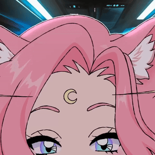 Drawing Of Girl With Crescent Moon On Head GIF