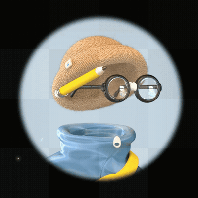 Drawing Of Hat Glasses And Pen GIF