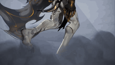 Drawing Of Legs With Black And Gold Wing GIF