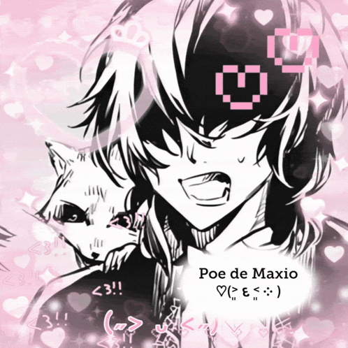 Drawing Of Man And Cat With Poe De Maxio GIF