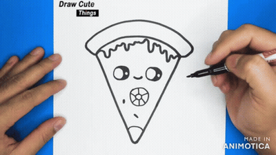 Drawing Pizza Slice With Face GIF