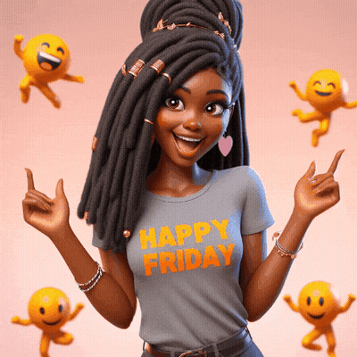 Dreadlocked Girl In Happy Friday Shirt GIF