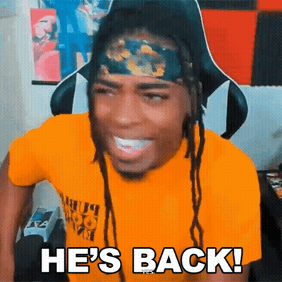 Dreadlocked Man In Yellow Shirt Says He's Back GIF