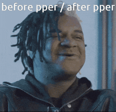 Dreadlocked Man Smiling Before Pper / After Pper GIF