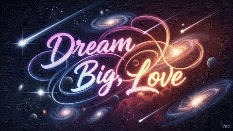 Dream Big Love Poster With Galaxy Background GIF