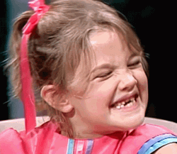 Drew Barrymore Showing Baby Teeth