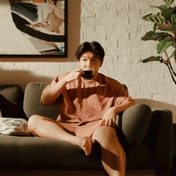 Drinking Coffee Aiken Chia Living Room GIF