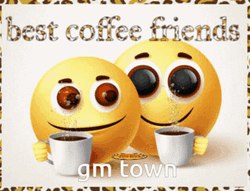 Drinking Coffee Emoji Glitters Friends GIF