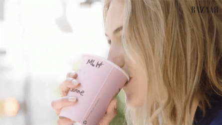 Drinking Coffee Foam Harper Bazaar  GIF