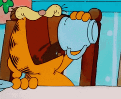 Drinking Coffee Grumpy Cat Garfield GIF