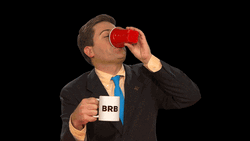 Drinking From Brb Mug GIF