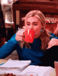 Drinking Girl Shocked Choke GIF