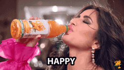 Drinking Woman Happy  GIF