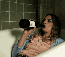 Drinking Woman In Bathtub GIF