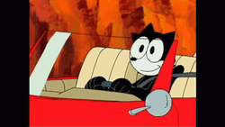 Driving Felix The Cat GIF