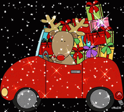 Driving Reindeer Giving Gifts Christmas Blessings GIF