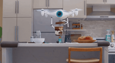 Drone Carrying Cup Of Honey Bunches Of Oats GIF