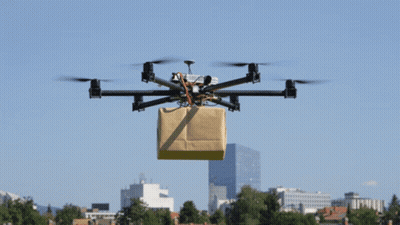 Drone Carrying Package GIF
