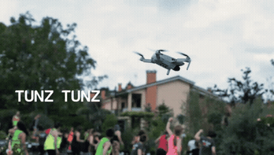 Drone Flying Over People Saying Tunz Tunz GIF