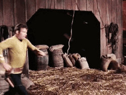 Drop Kick Inside A Barn House GIF