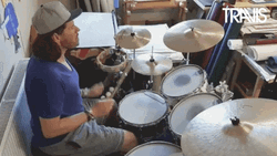 Drummer With Cap Playing Rim Shot GIF
