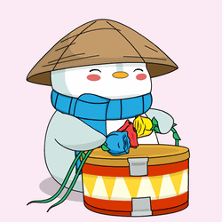 Drumroll Pudgy Penguin Asian Hat GIF