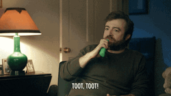 Drunk History Blowing Horns GIF