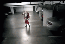 Drunk Santa Trip Then Hit Car GIF