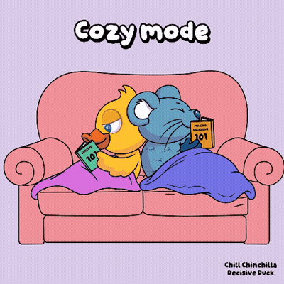 Duck And Mouse Reading Book On Couch GIF