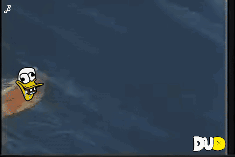 Duck Flying Over Planet With Dux GIF