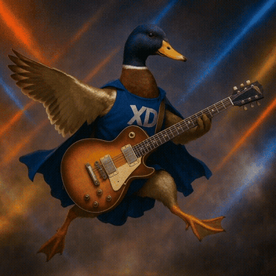 Duck Holding Guitar Saying You Are A Rockstar GIF
