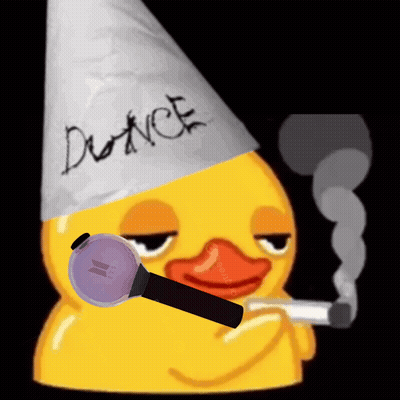 Duck In Dunce Hat Smoking Cigarette GIF