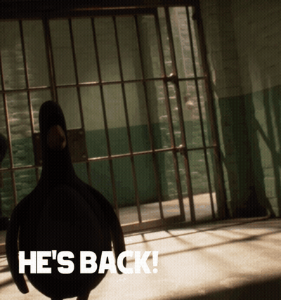 Duck In Jail Cell Saying He's Back Behind It GIF