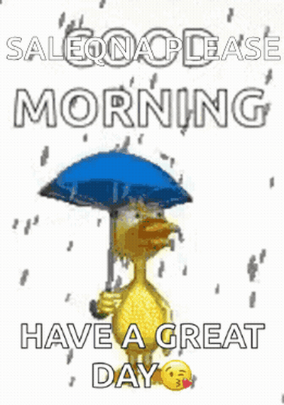 Duck In Rain Holding Umbrella Saying Have A Great Day GIF