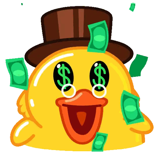 Duck In Top Hat Surrounded By Money Sticker