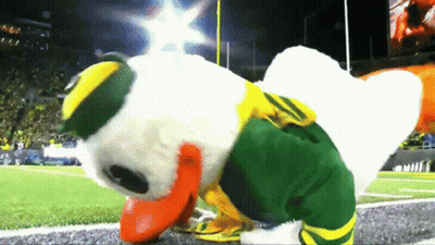 Duck Mascot Crawling On Field GIF