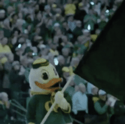 Duck Mascot Holding Flag GIF