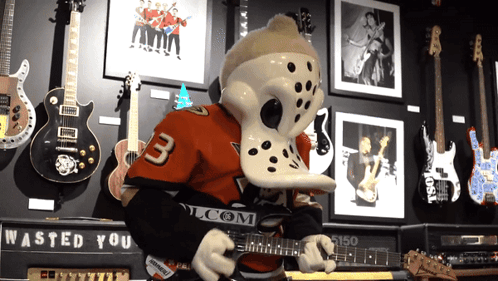 Duck Mascot Playing Guitar GIF