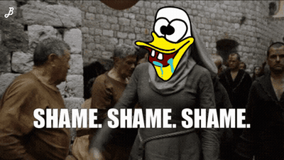 Duck Saying Shame Shame Shame GIF