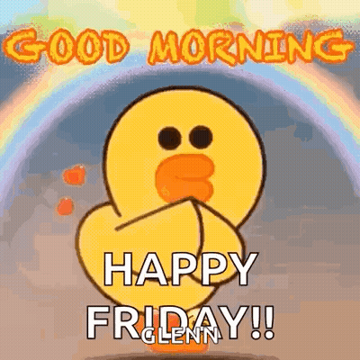 Duck Says Good Morning Happy Friday Before Rainbow GIF