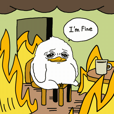Duck Sitting In Chair Saying I'm Fine GIF